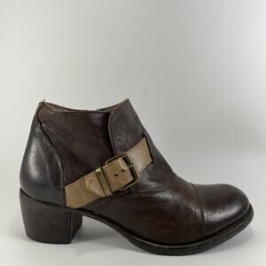 Moma Brown Leather Zip Avant Garde Y2K Belted Boots Womens Size 37.5, US 6.5